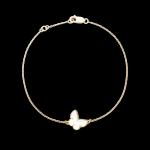 Factory Make Van Cleef & Arpels 18K Yellow Gold Bracelet White Butterfly