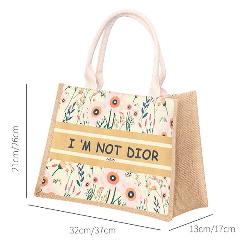 Personalised Burlap Tote Jute Bags Custom Printing Christmas With Handles