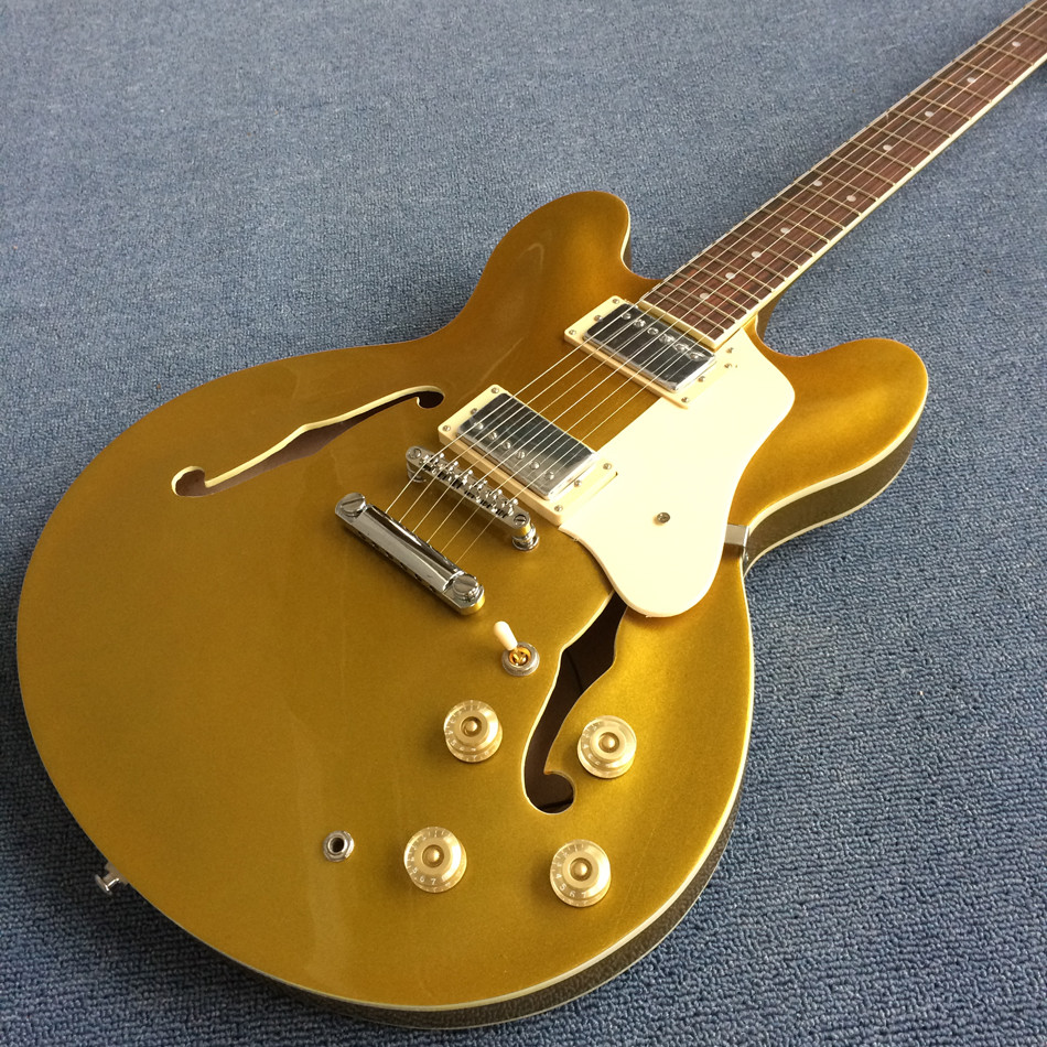 Hollow body Jazz electric guitar, Golden Jazz Guitar, Rosewood Fingerboard