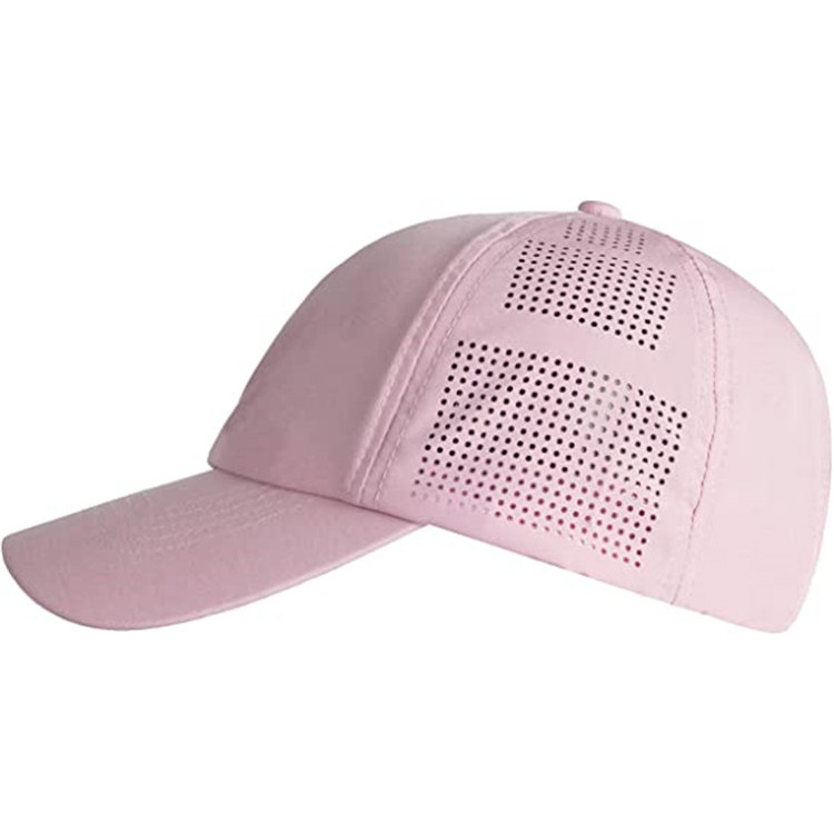 6 Panel Laser Cut Cap Breathable Snapback Hat With Spandex Fabric
