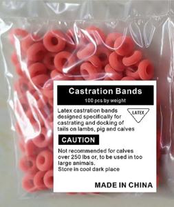Quality Latex Castration Rings Bands For Goat And Other Animal 100pcs Per Bag Color orange wholesale