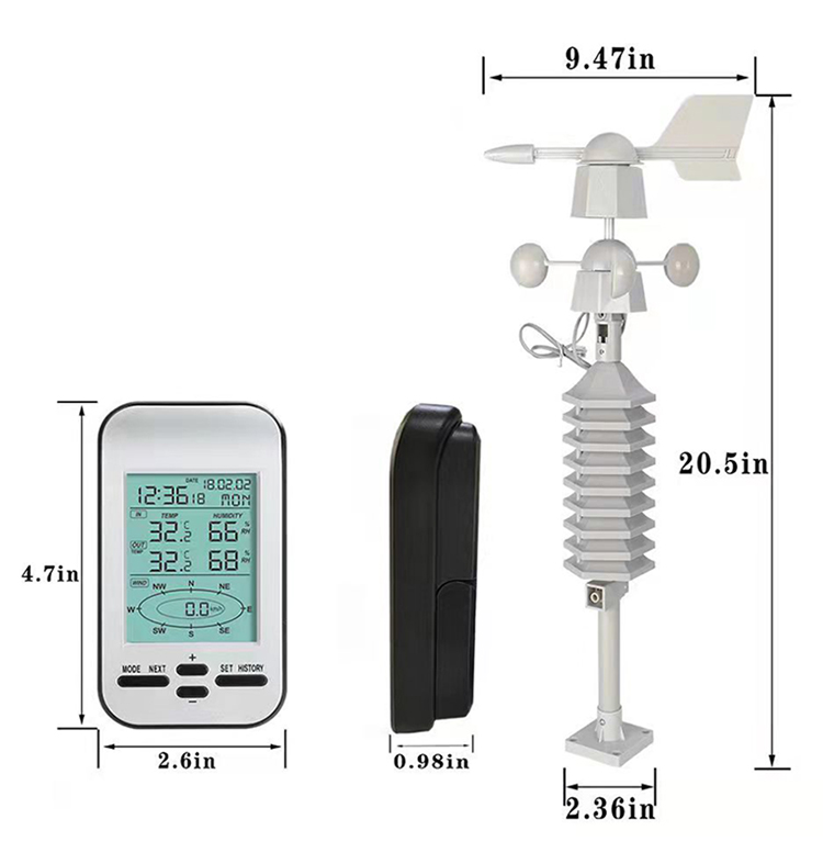 433mhz Professional Weather Station For Wind Direction Speed Temperature And Humidity