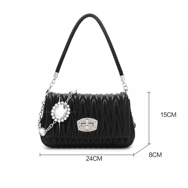 OEM/ODM Fashion Shoulder Bag Mini Crossbody Bag Chain Diamond Female Handbags Sheepskin Casual Ladies Bags