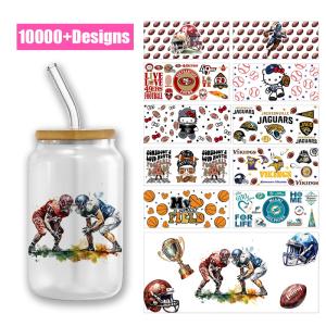 Quality Rugby Sports Balls UV DTF Cup Wraps For Spanish 16oz Tumbler Sports Balls wholesale