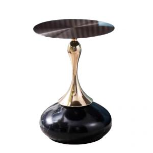 Quality Golden Stainless Steel Hotel Furniture Table With Lovely Round Base Rock Plate wholesale