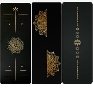 Quality Golden Mandala With Position Line 5mm 68cm Wide PU Rubber Non Slip Yoga Mat For Pilates Fitness wholesale