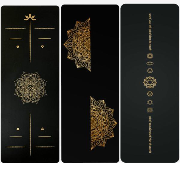 Golden Mandala With Position Line 5mm 68cm Wide PU Rubber Non Slip Yoga Mat For