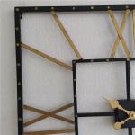 Square Vintage Black Gold Silent Metal Wall Art Clock