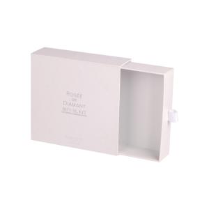 Quality White Embossing Drawer Gift Box Cosmetic Packaging With Ribbon Handle wholesale