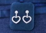 Eternity Heart Cubic Zirconia 925 Sterling Silver Dangle Earrings ODM