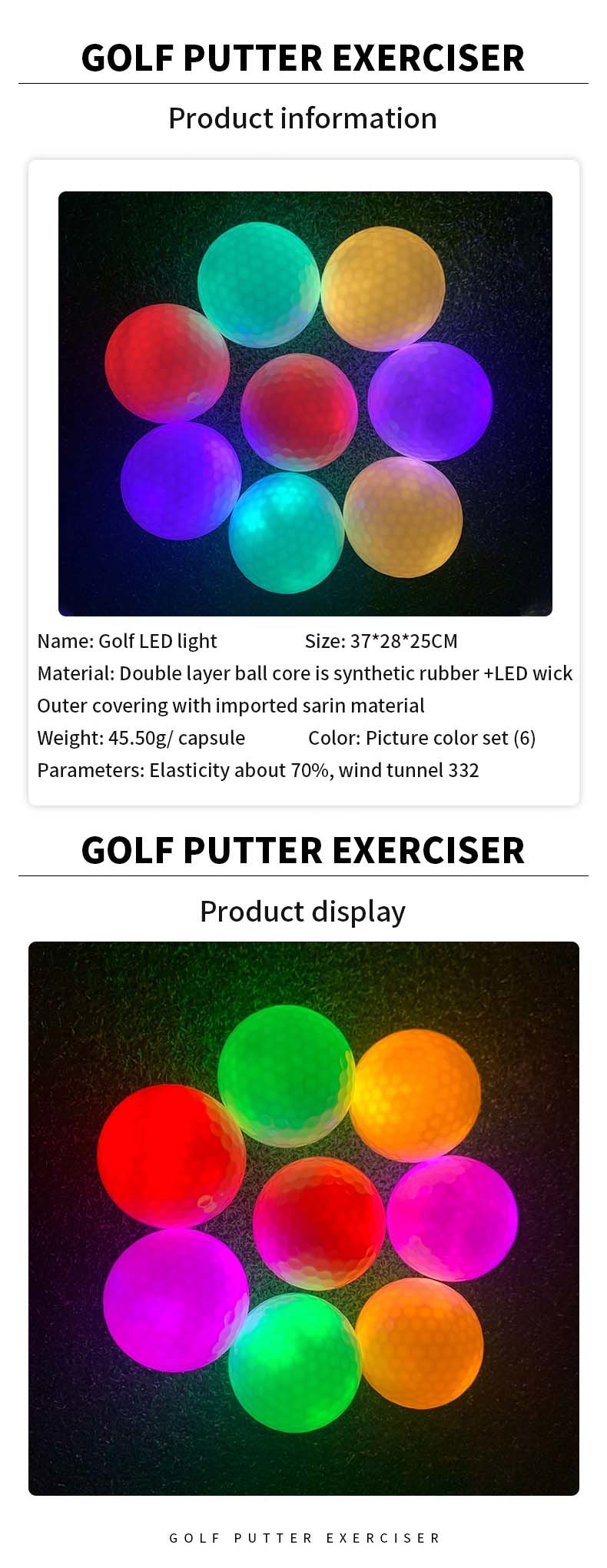 LED Golf Ball Custom Night Light-up Flashing Glowing Golf Balls for Sports Theme