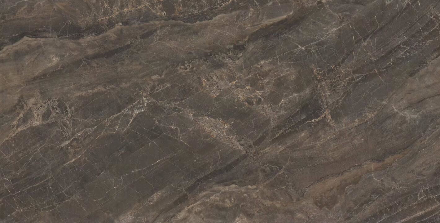 Brown Polished Porcelain Floor Tile , Polished Marble Look Porcelain Tile 90*180cm