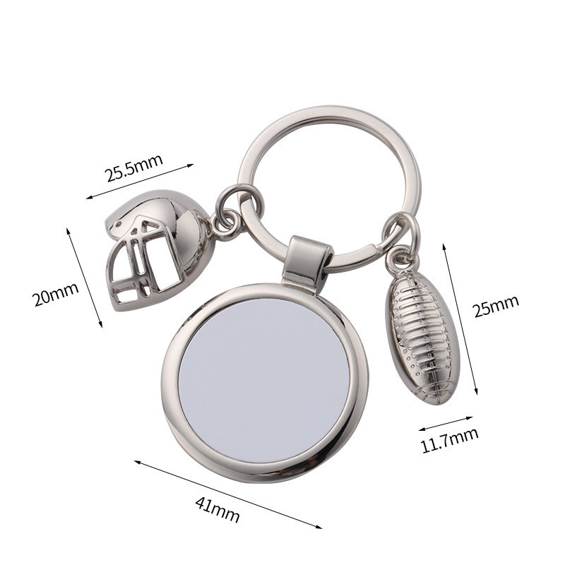 DIY Custom Sublimation Rugby Cap Keychain Baseball Football World Cup Metal Keychains For Sublimation Photo Transfer