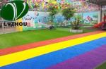 25mm Colorful Artificial Grass / Purple Fake Grass 16800 Density Ornamental