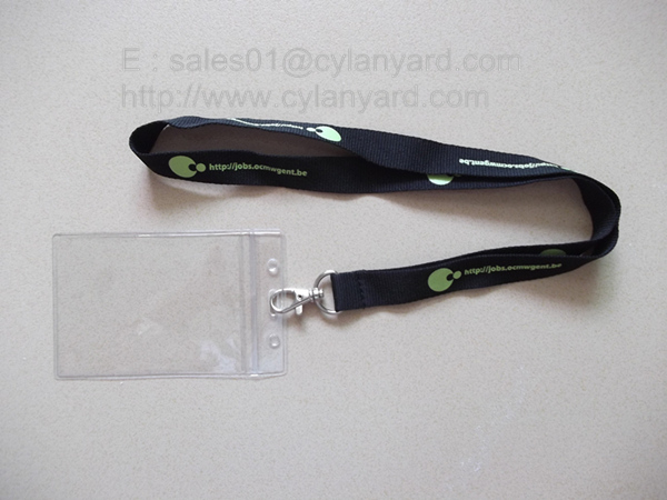 Small wholesale custom polyester neck ribbon with plastic badge pouch
