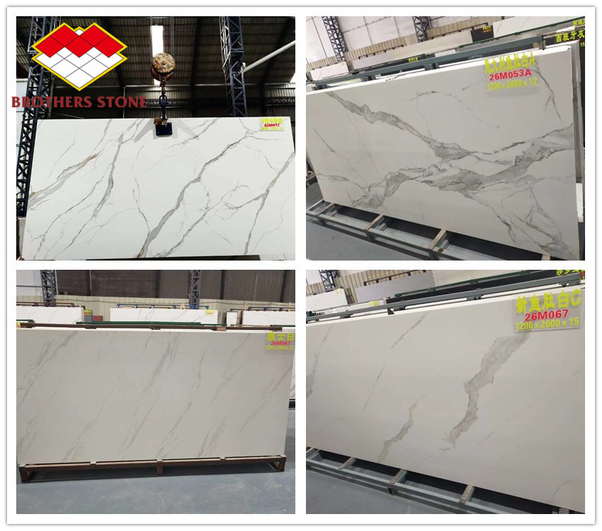 MOHS 6-7 Hardness White Marble Look Porcelain Tile Stairs with Customized Design