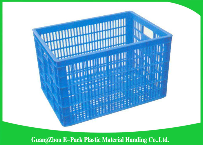 Health Blue Plastic Food Crates Big Capacity Easy Stacking Long Service Life