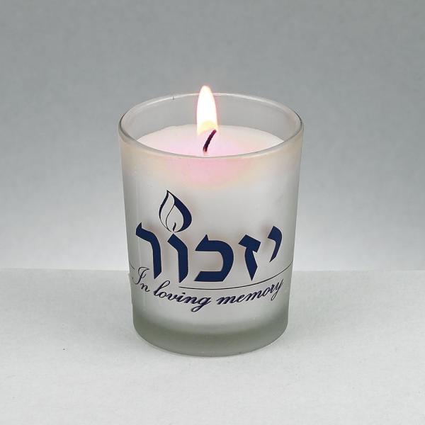 100% paraffin wax unscented memorial glass candle burns for 26 hours with