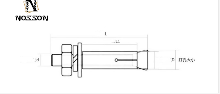 Brown Steel M6 M8 M10 Expansion Anchor Bolt Fix Bolt Shield Anchor With Hex Bolt For Heavy Duty Applications Grey Finish