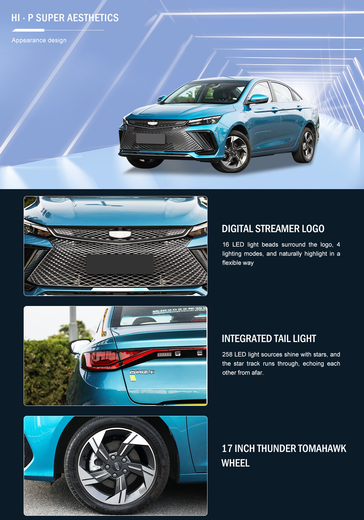 4 Door 5 Seat Body Type and 181PS Maximum Horsepower Emgrand L Raytheon HIP 2022 1.5TD-DHT Pro 100KM Super Net Hybrid Sedan