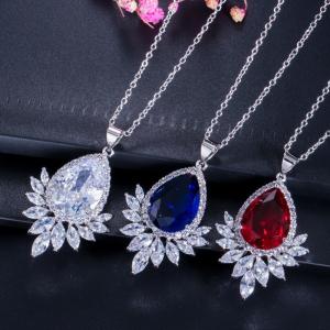 Quality Fashion Necklace Sets Rhinestone Wedding Jewelry CZ Crystal Necklace and Earring Sets Big Wedding Jewelry Sets wholesale