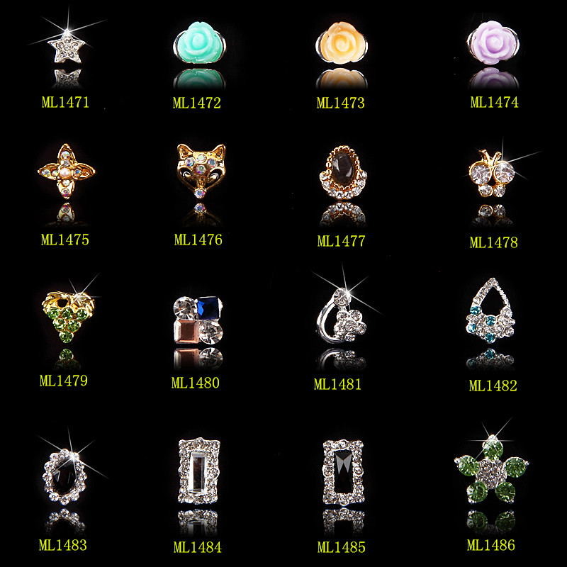 Hot NEW Wholesale Alloy Jewelry 3D Nail Art Jewelry Nail rhinestones Sticker Supplier Number ML1471-1486