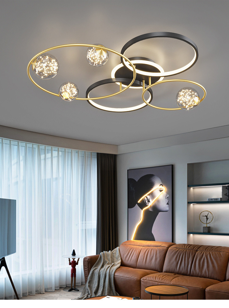 Modern Simple Round Led Ceiling Light Minimalist Living Room Bedroom Black Gold Ceiling Light(WH-MA-284)