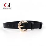 Standard Length Black Women'S Belt Fashion Business Style Gold Belt Buckle