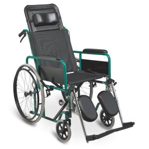 Quality Elderly Folding Reclining Wheelchair Manual Powder Coating 98*35*89cm wholesale