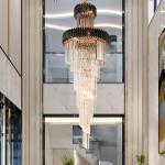 Large Top Long Crystal Led Chandeliers Hotel Hall Living Room staircase