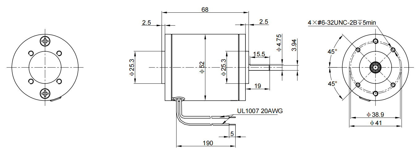 Micro Sized Brushed Dc Electric Motor , 24V Brushed Motor Long Lifespan D5160C