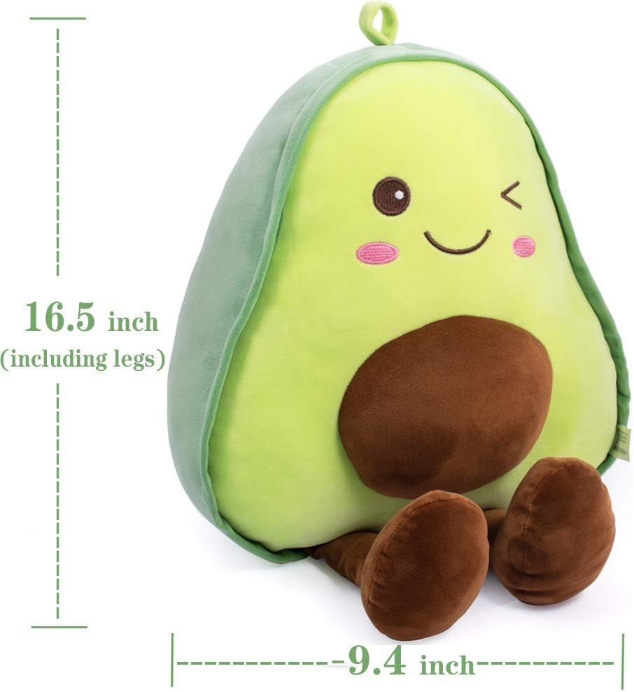 16.5-inch snuggle stuffed avocado fruit soft plush Throw pillow gift for kids, food shaped throw pillow toy for Christma