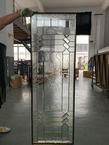 Quality No welding decorative beveled glass panel with brass caming for door inserts 1&quot; thickness wholesale