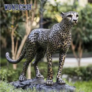 Quality Casting Animal Lifelike Bronze Life Size Cheetah Statue For Outdoor wholesale