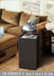 34 Inch Contemporary Lighted Stainless Steel Ball Water Feature