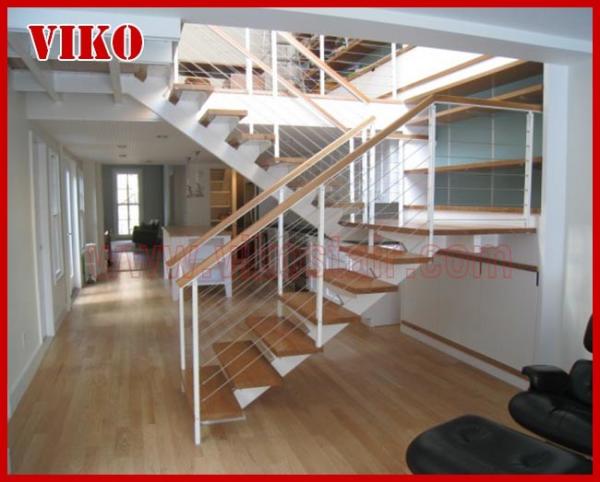 Steel Cable Stair VK71SC Aluminum Baluster Treed BeechGlass Handrail 304
