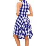 Women Plaid V-Neck Sleeve Casual Dress