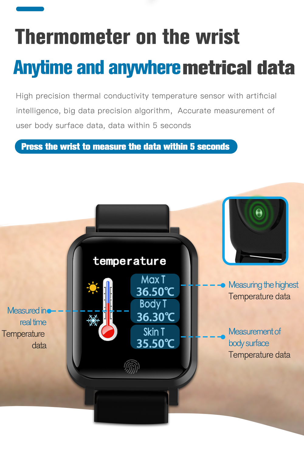 F22 170mAh Series 5 Square Smart Watch With Pulse Oximeter Android NFC TFT Screen