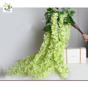 Quality UVG Green decorative artificial flower with silk wisteria for wedding stage decoration wholesale