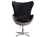 Brown Black Vintage Aviator Leather Egg Chair Adjustable Height