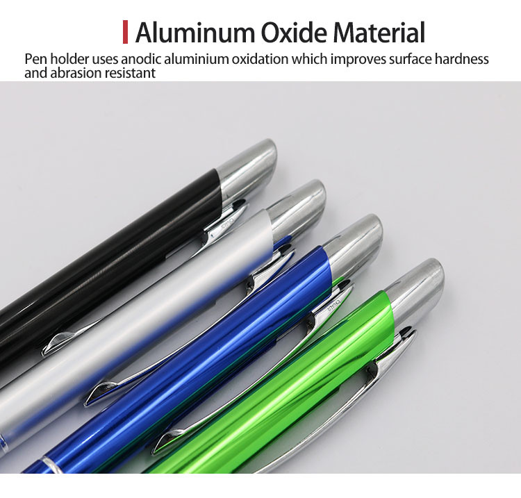ODM Metal Aluminum Ballpoint Pens 1.0mm Press Ball Pen For Office School Writing