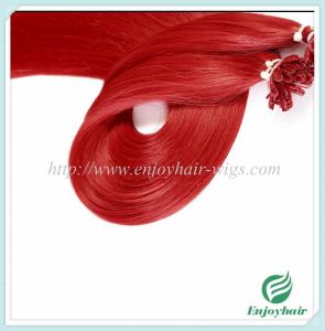 Quality Nail U-Tip Hair 10&quot;-28&quot; 100s/pack red#colorStraight Human Hair malaysian hair extension wholesale