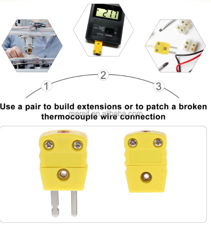 wholesale K Type Thermocouple Male/Female Mini Connectors Plug Thermocouple Temperature Male K Type Sensors