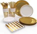 Bridal Showers Party Gold Wedding Disposable Dinnerware Sets