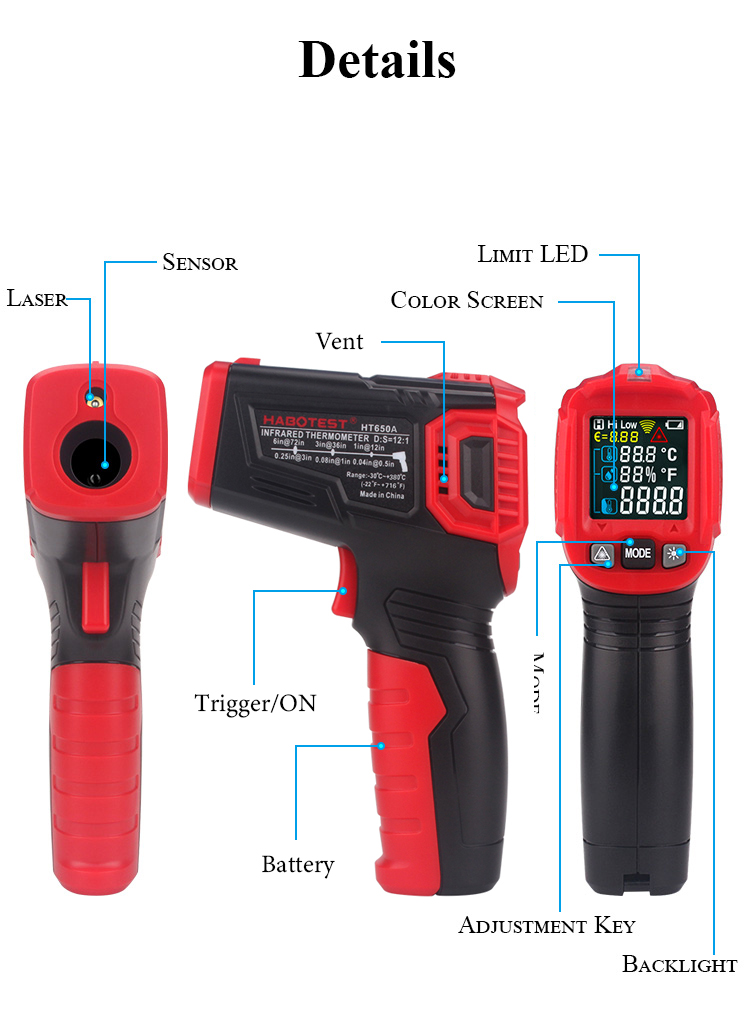 145x92x45mm Infrared Thermometer Digital Temperature Gun