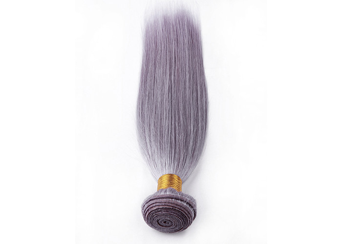 Customized Purple Grey Hair Silk Straight 100% Human Hair Can be flat ironed