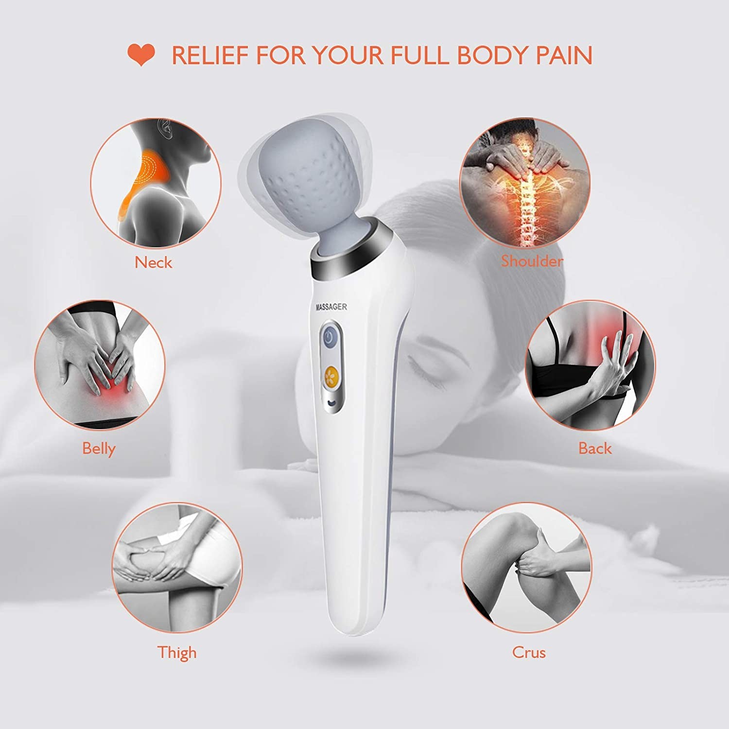 Wireless Hand Held Bodywand Mini Massager IP7 Vibrating 2200mAh