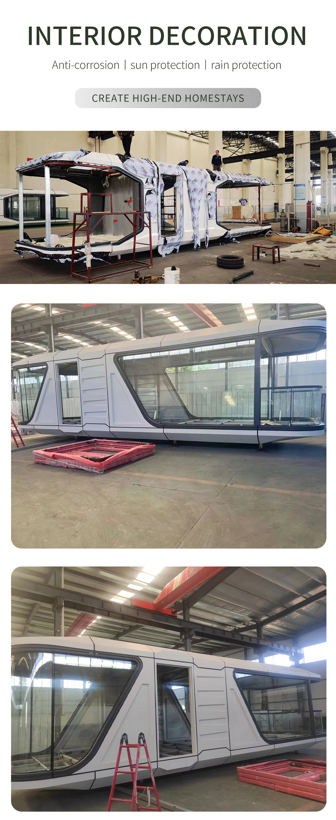 Steel Frame Prefabricated Container Camping Tiny Capsule Houses Anti Corrosion