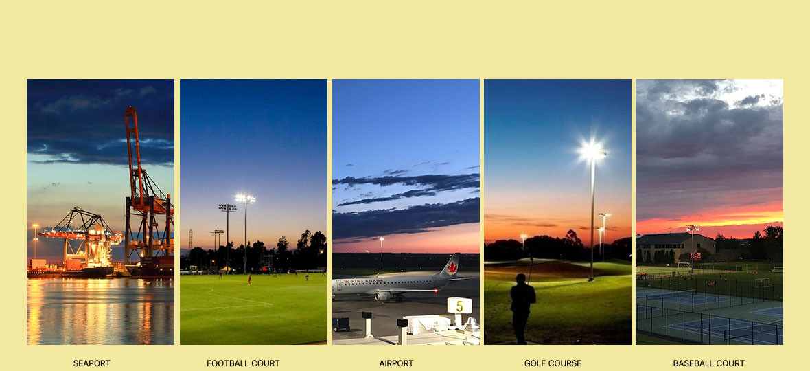 Gary or Black Housing Color Rugged IP66 LED Stadium Lights with Flexible Fixtures and Detachable Driver Box