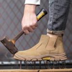 Men'S Suede Kevlar Steel Toe Welding Safety Shoes Anti Smashing Rubber Work